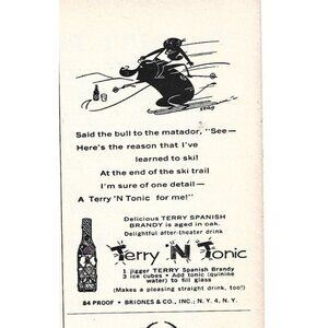 Terry Spanish Brandy ADVERT 1950s Vintage Print Ad 9 inch Tall